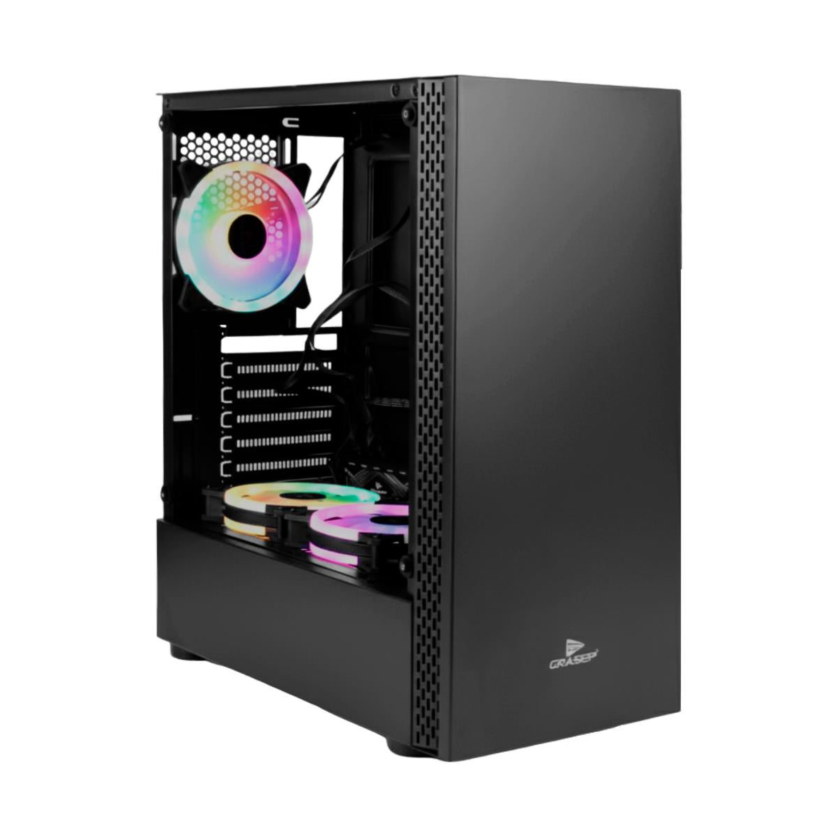 Gabinete Gamer Mid Tower Grasep RGB 3 Fans Vidro Temperado USB 3.0 - D-ATX13