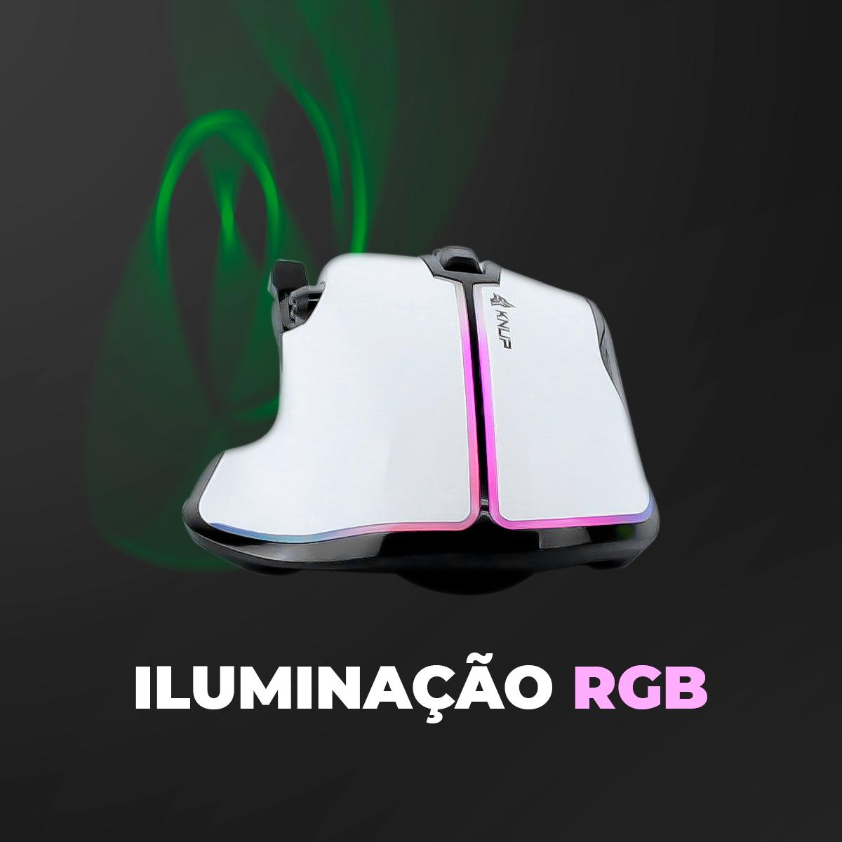 Mouse Gamer RGB 9 Botões 7200 DPI Knup Duplo Clique Ergonômico Anúbis - KP-MU014