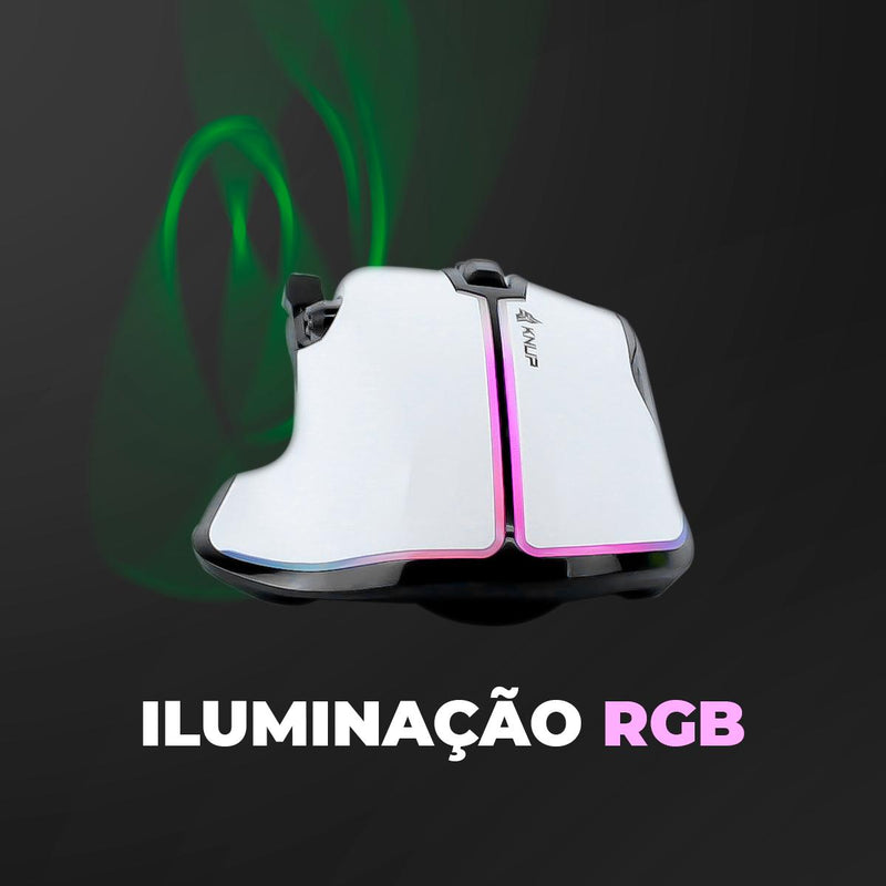 Mouse Gamer RGB 9 Botões 7200 DPI Knup Duplo Clique Ergonômico Anúbis - KP-MU014