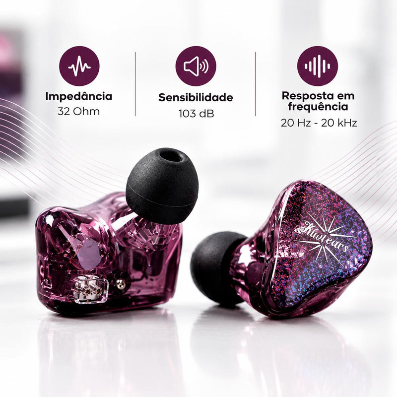 Fone IEM Kiwi Forteza para Celular, DAC e Player com Cabo Removível de 2 Pinos
