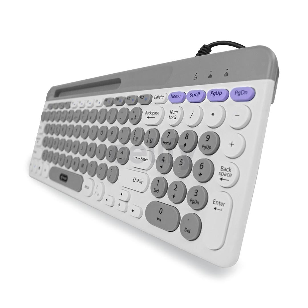 Teclado Multimídia USB ABNT2 Knup Teclas Redondas Silencioso Antiderrapante - KP-TE126