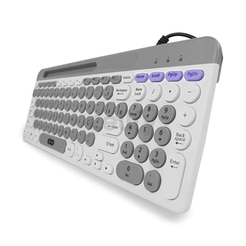 Teclado Multimídia USB ABNT2 Knup Teclas Redondas Silencioso Antiderrapante - KP-TE126
