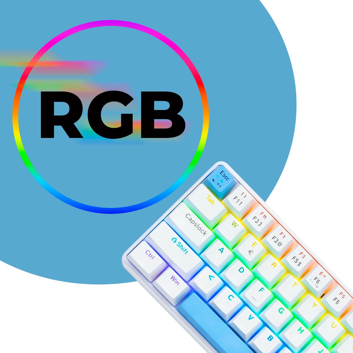 Teclado Gamer Mecânico Aitek RGB Compacto 68 Teclas Cabo USB-C Removível - DELTA-TM0691B