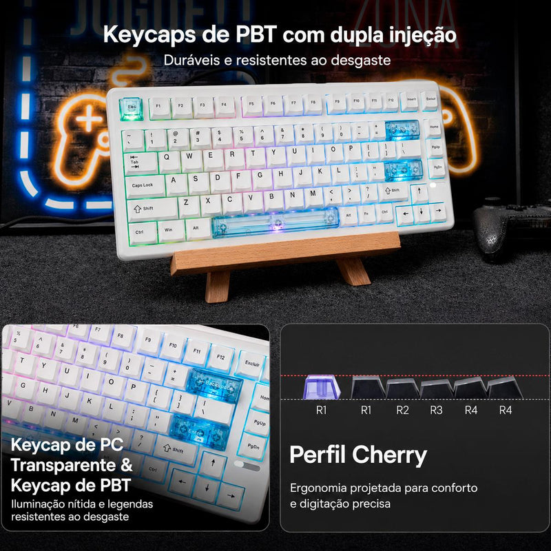 Teclado Magnético 75% EPOMAKER HE80 Hall Effect 8000Hz RGB USB-C
