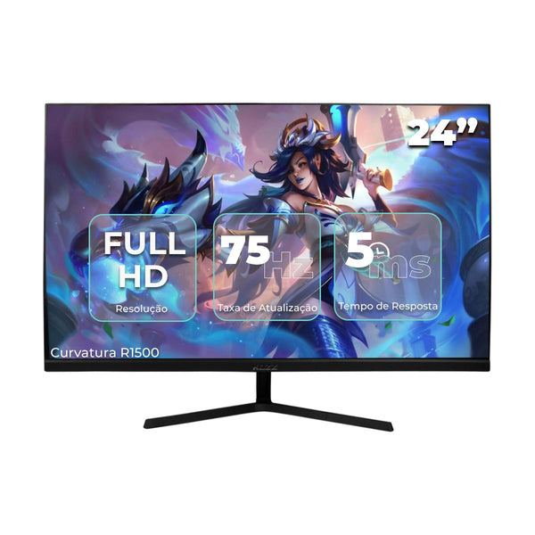 Monitor Gamer 24’’ FHD Curvo R1500 5ms 75Hz Kozz Redução Luz Azul - KZ-M2405C