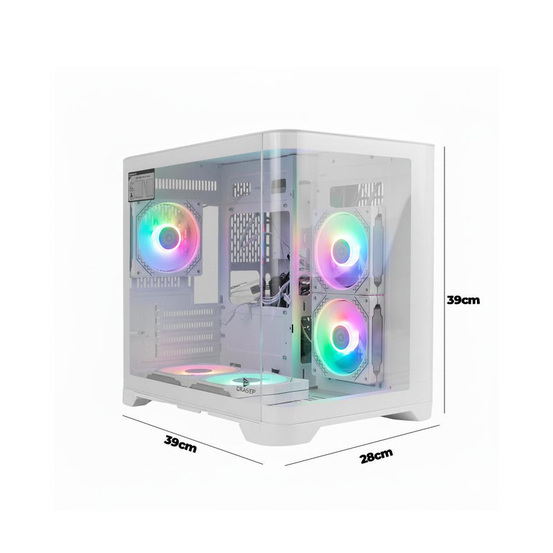 Gabinete Panorâmico Grasep com Vidro Curvo e 5 Fans Para Setup Gamer - D-MATX11