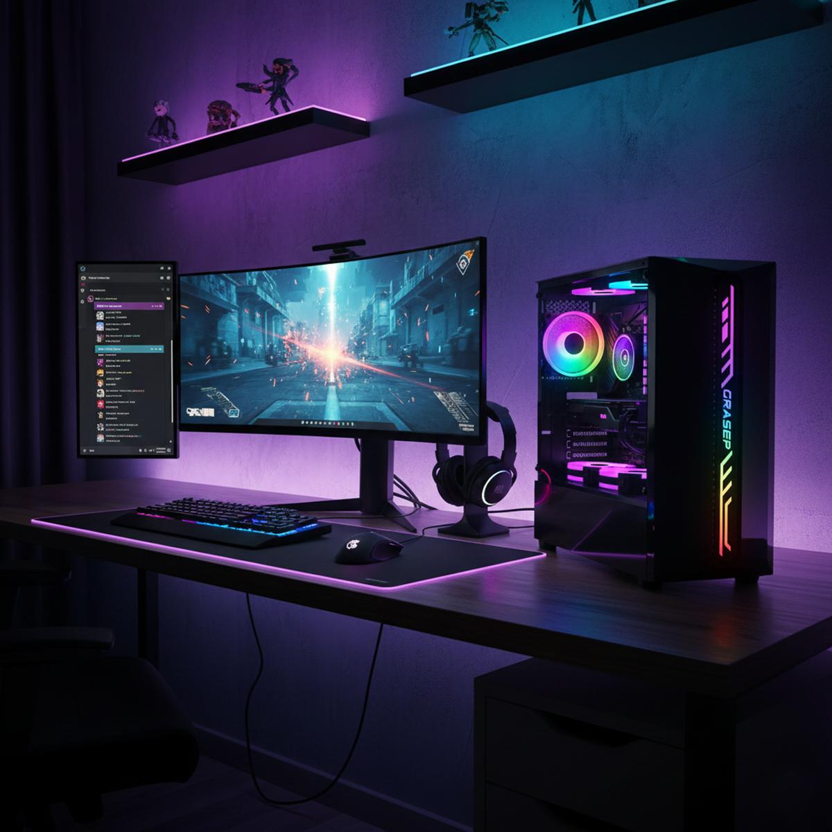 Gabinete Gamer RGB Vidro Temperado 3 Fans 120mm Grasep HUB Controladora Suporta ATX/M-ATX - D-ATX16
