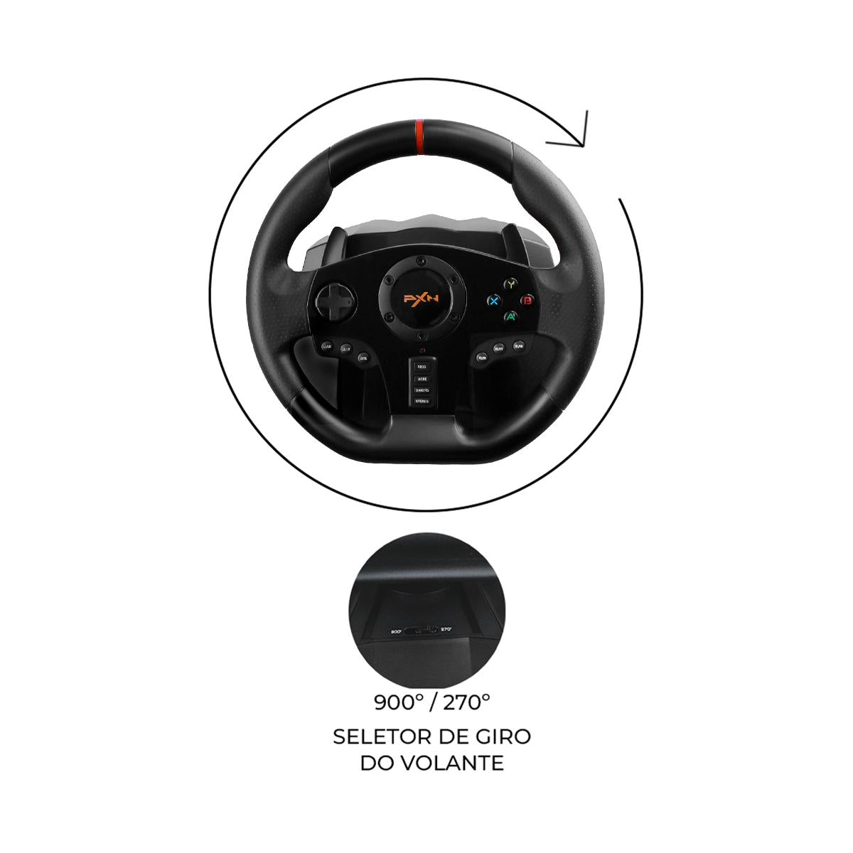 Kit Simulador de Corrida PXN V900 Motor Vibração Dupla + Volante + Pedais Acelerador e Freio