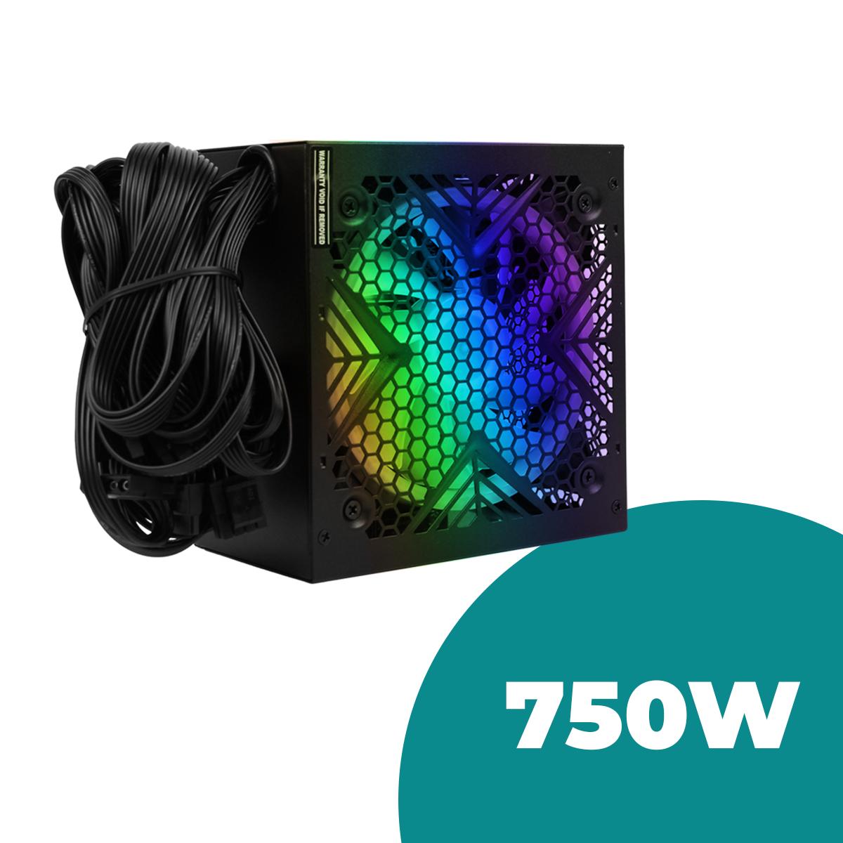 Fonte 750W Aitek Para PC 80 Plus Bronze Intel AMD Cooler 120mm RGB - DELTA-F750-P