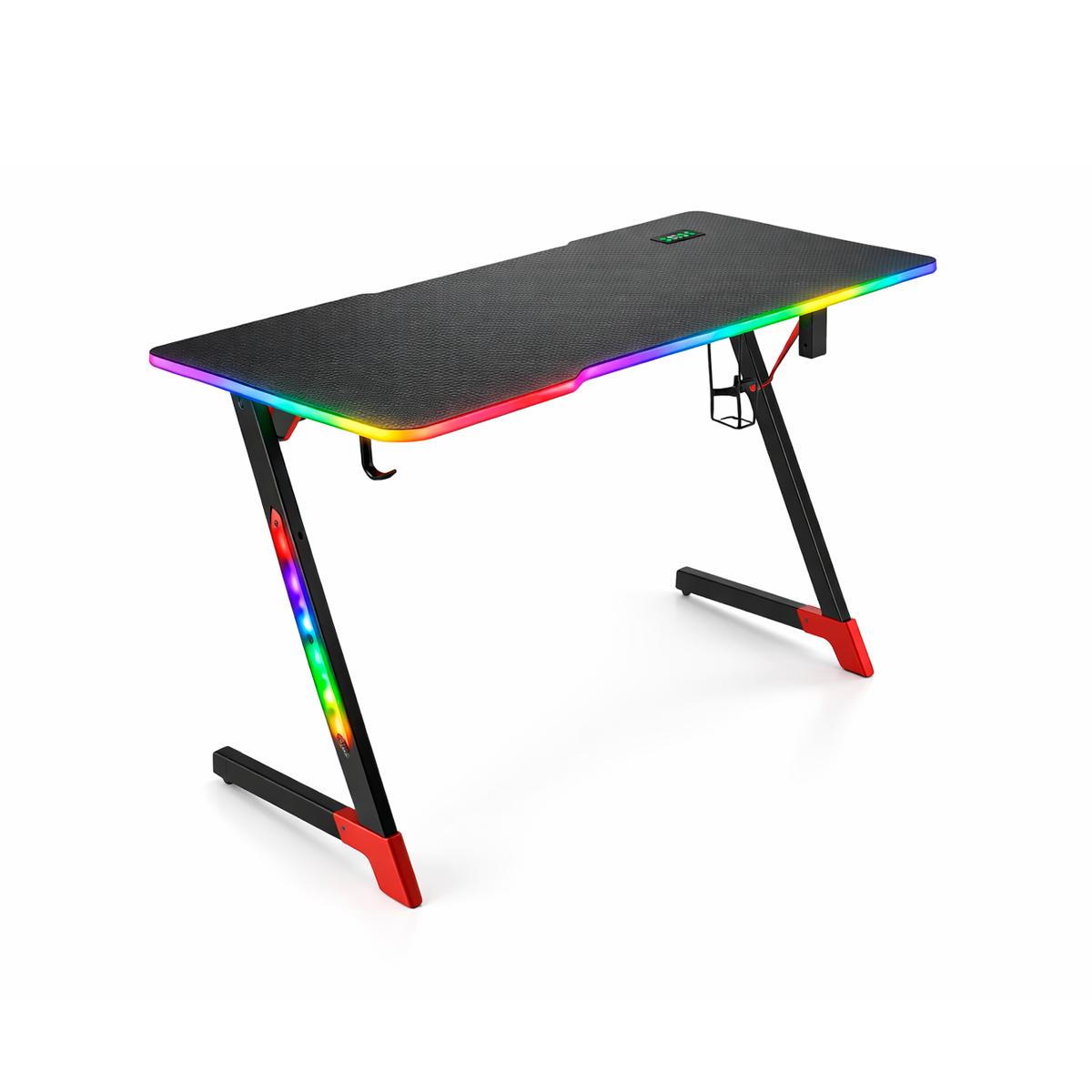 Mesa Gamer Aitek RGB Iluminação Pro Espaçosa Resistente Suporte para Fone Copo - DELTA-M1205Z