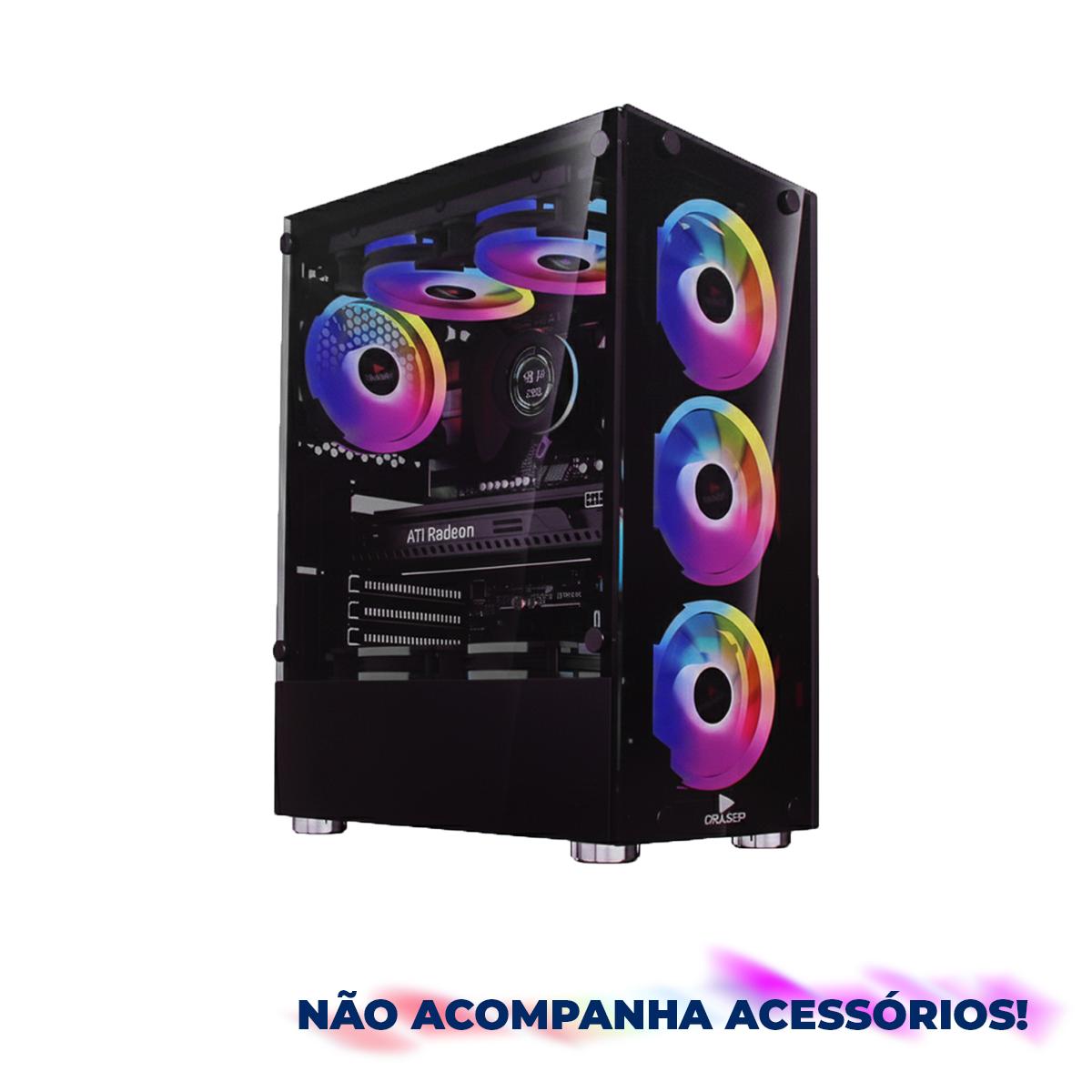 Gabinete Gamer RGB Vidro Temperado Grasep 6 Fans Inclusos USB 3.0 ATX Baia Para SSD- D-ATX15