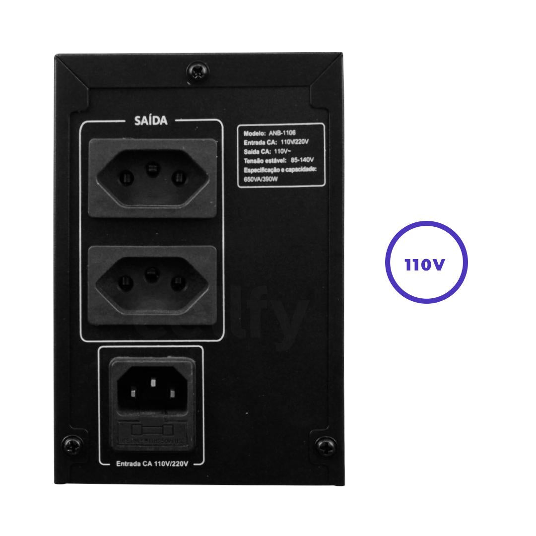 Nobreak 650VA 110V Aitek com Bateria Interna Proteção de Energia Silencioso para PC e Periféricos Leves - ANB-1106