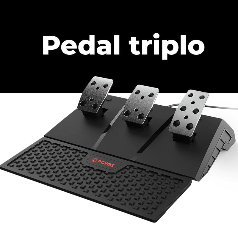 Kit Volante Gamer Pcyes W270 Force Feedback 3.2Nm + Pedal Embreagem, Acelerador e Freio