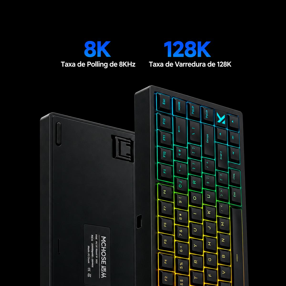 Teclado Magnético Gamer MCHOSE JET 75 80 Teclas Hot Swap Estrutura Gasket Silicone RGB Rapid Trigger SOCD