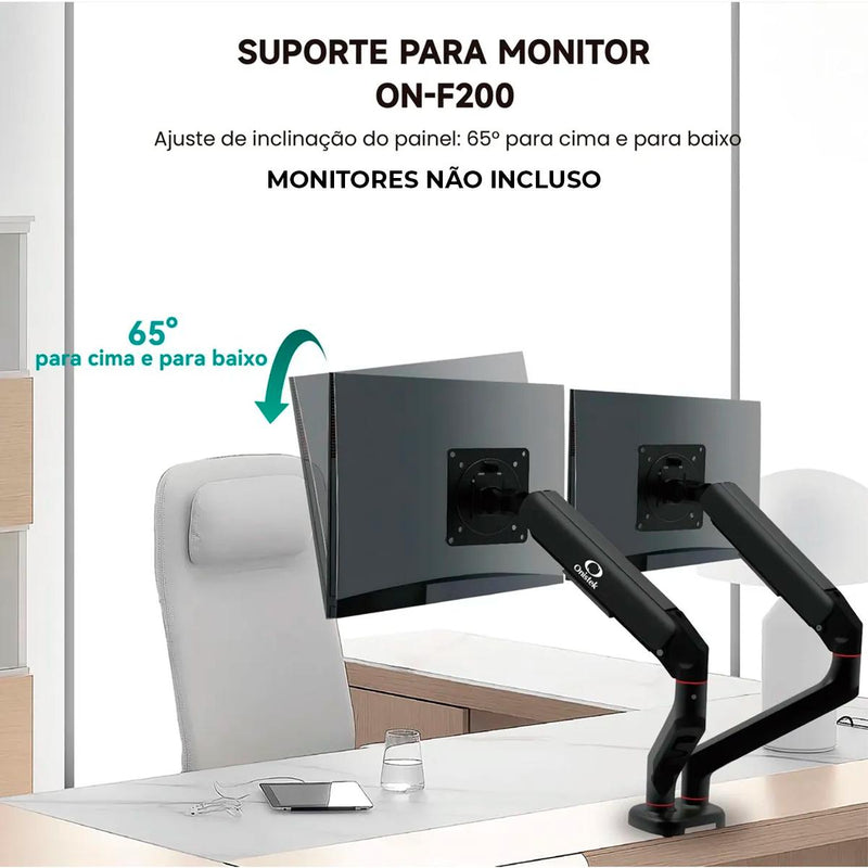 Suporte Duplo Para Monitor Onistek 13’’ A 32’’ Pistão a Gás VESA 75x75 100x100 - ON-F200