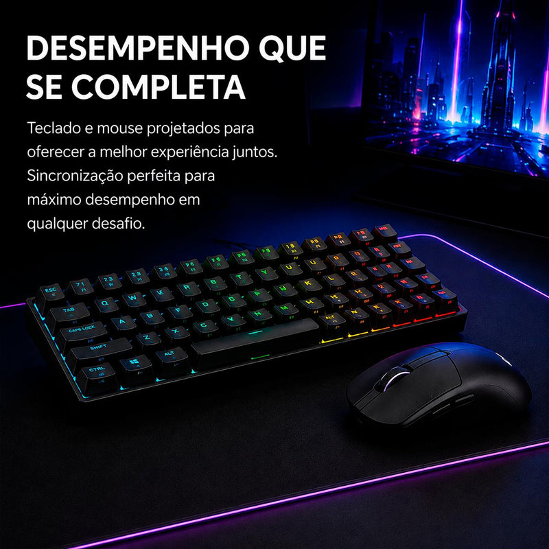 Kit Gamer Teclado MCHOSE Ace 60 Pro Hall Effect e Mouse A7 V2 Pro