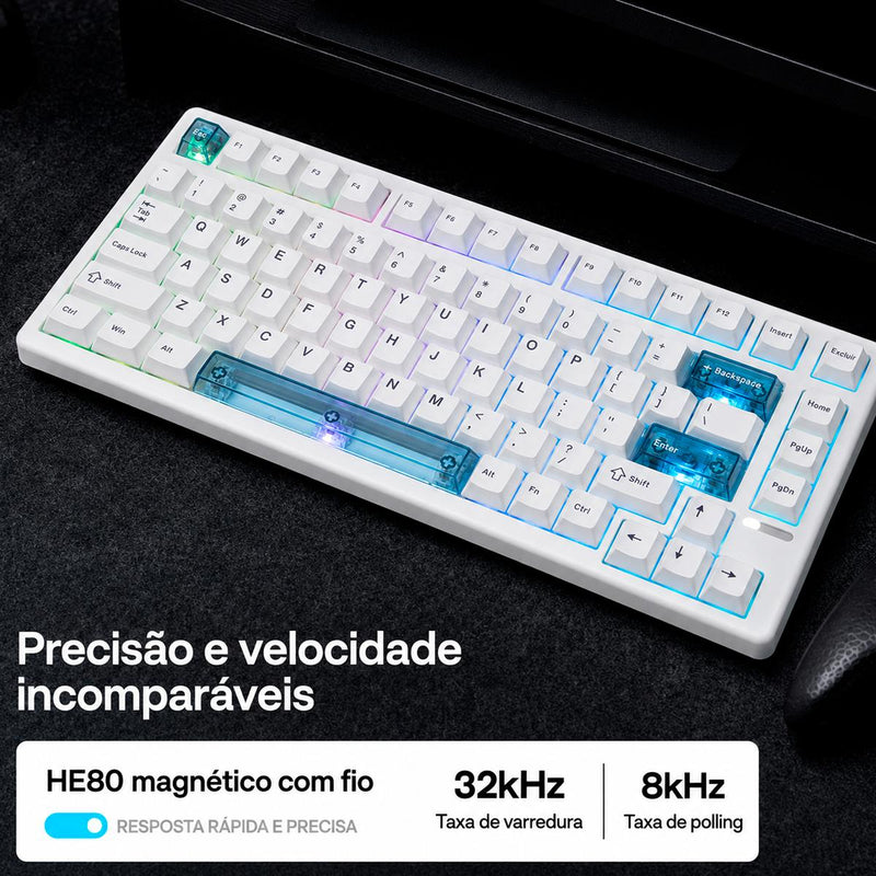 Teclado Magnético 75% EPOMAKER HE80 Hall Effect 8000Hz RGB USB-C