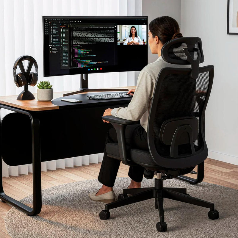 Cadeira Ergonômica Elements Astra Pro com Apoio Lombar Ajustável e Encosto Mesh