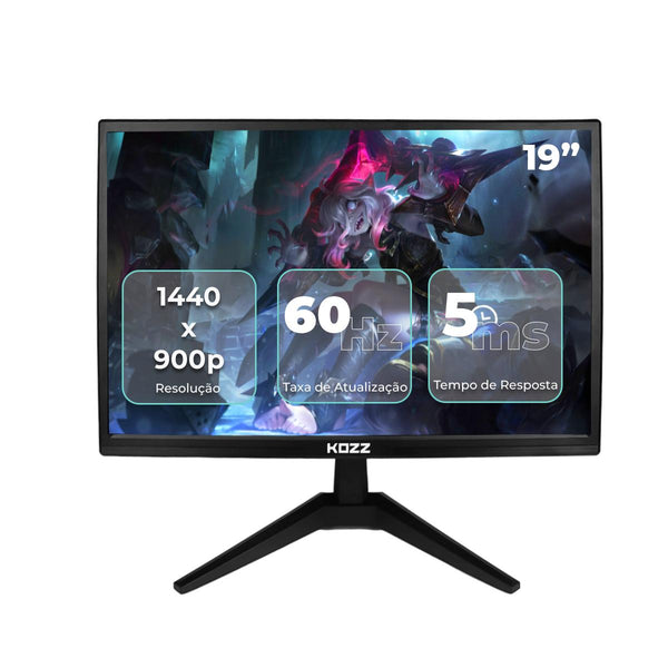Monitor Gamer 19 Pol 60Hz 5ms HDMI VGA Redução de Luz Azul - KZ-M1900
