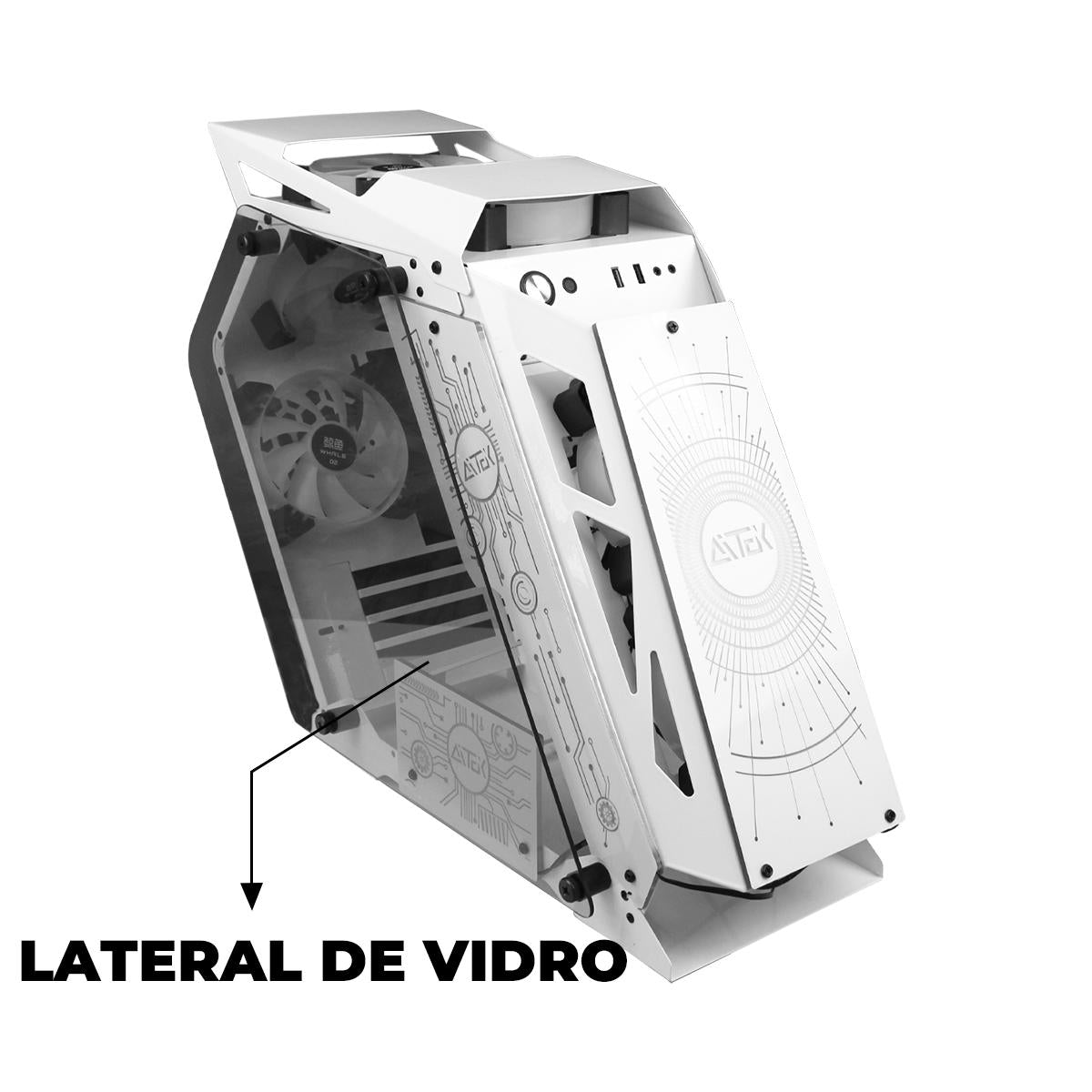 Gabinete Gamer Aquário Premium Aitek Vidro Temperado Triplo USB 3.0 Espaço para 6 Ventoinhas - AGP-M29165B