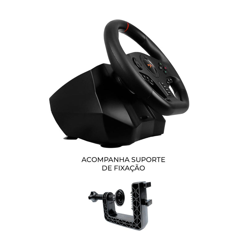Kit Simulador de Corrida PXN V900 Motor Vibração Dupla + Volante + Pedais Acelerador e Freio