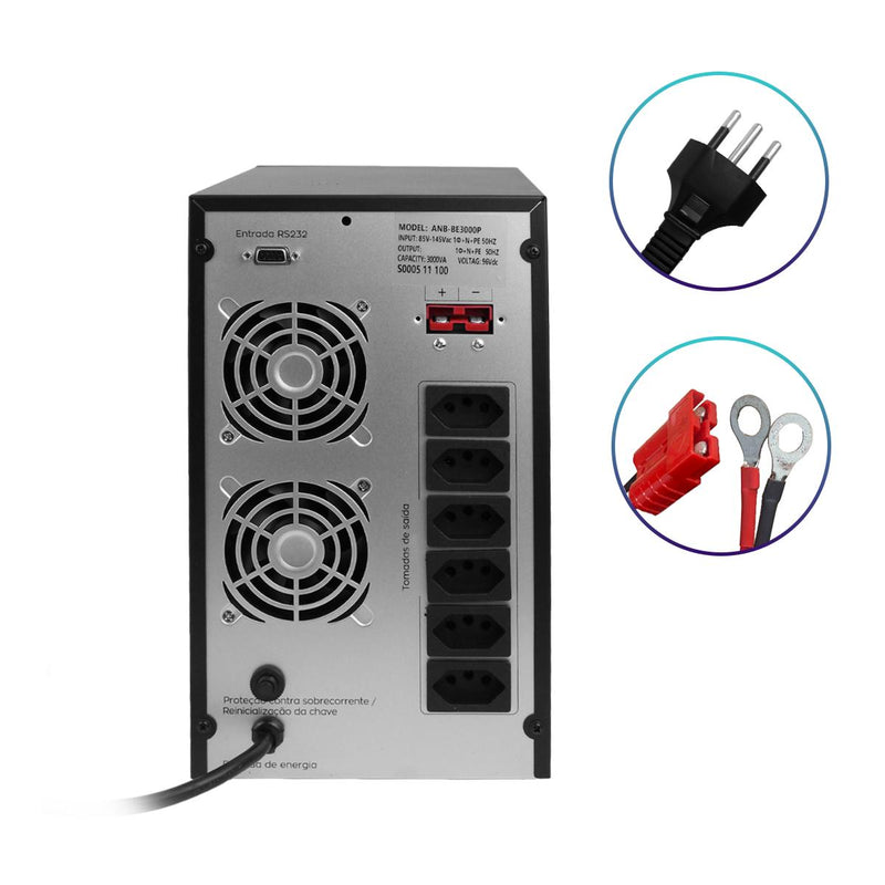 Nobreak UPS 3kVA 2700W 220V Senoidal Pura Aitek Profissional para Eletrônicos - ANB-BE3000P-220V