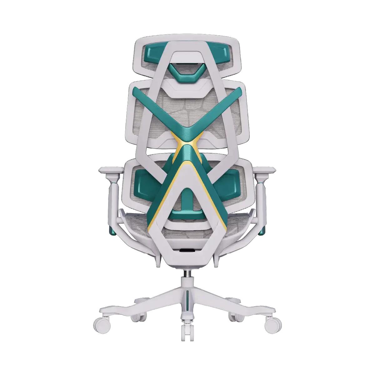 Cadeira Gamer Ergonômica Elements Vector Branca/Verde Reclinável 135° e Suporta até 136kg - ELEM-72123