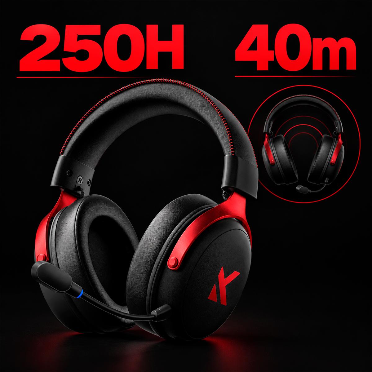 Headset Gamer Sem Fio MCHOSE V9 Pro 7.1 com Drivers de 53mm e 250 Horas de Bateria