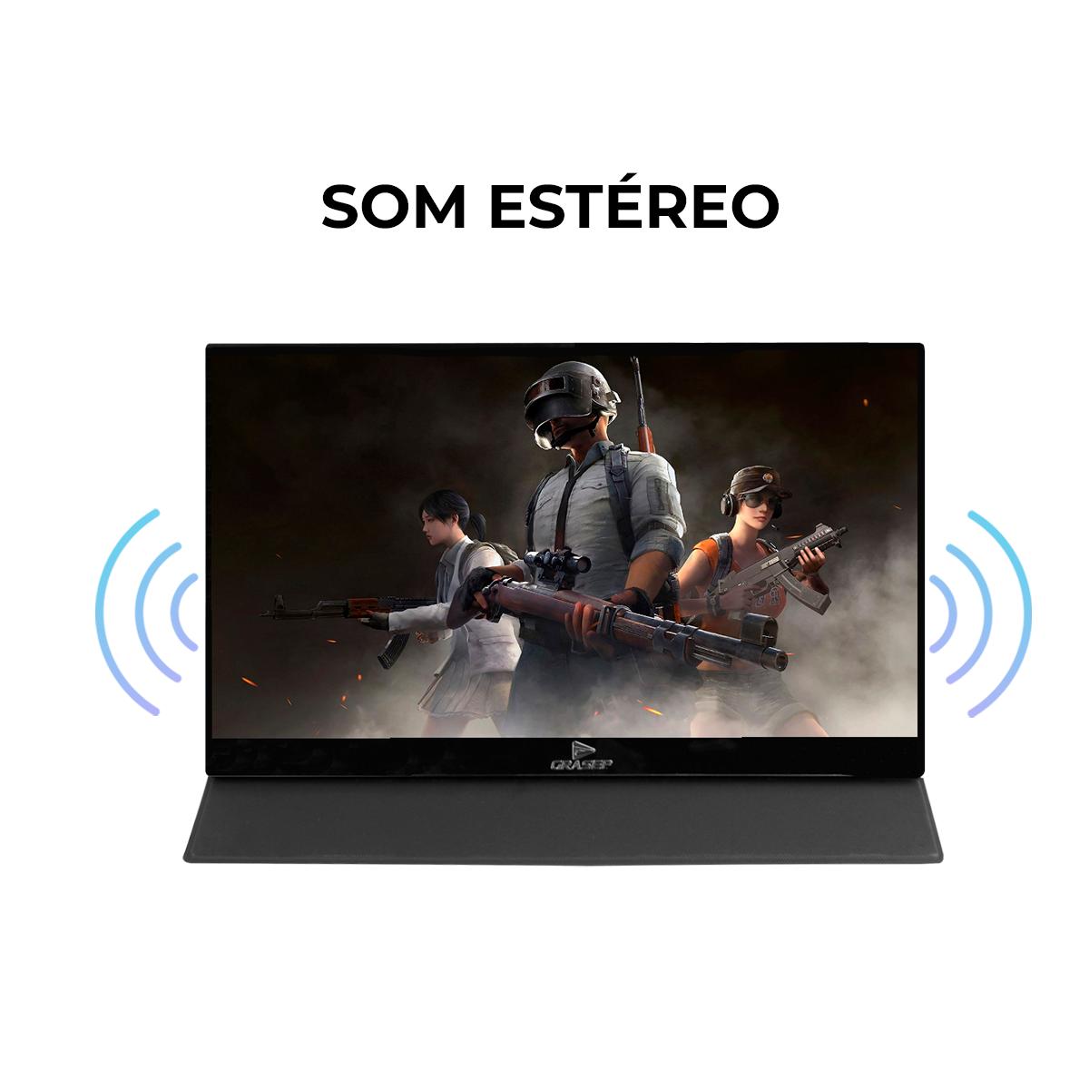 Monitor Portátil Touch 15,6’’ Full HD Grasep IPS USB-C/ Mini HDMI Ultraleve para Notebook Celular - D-TELA3
