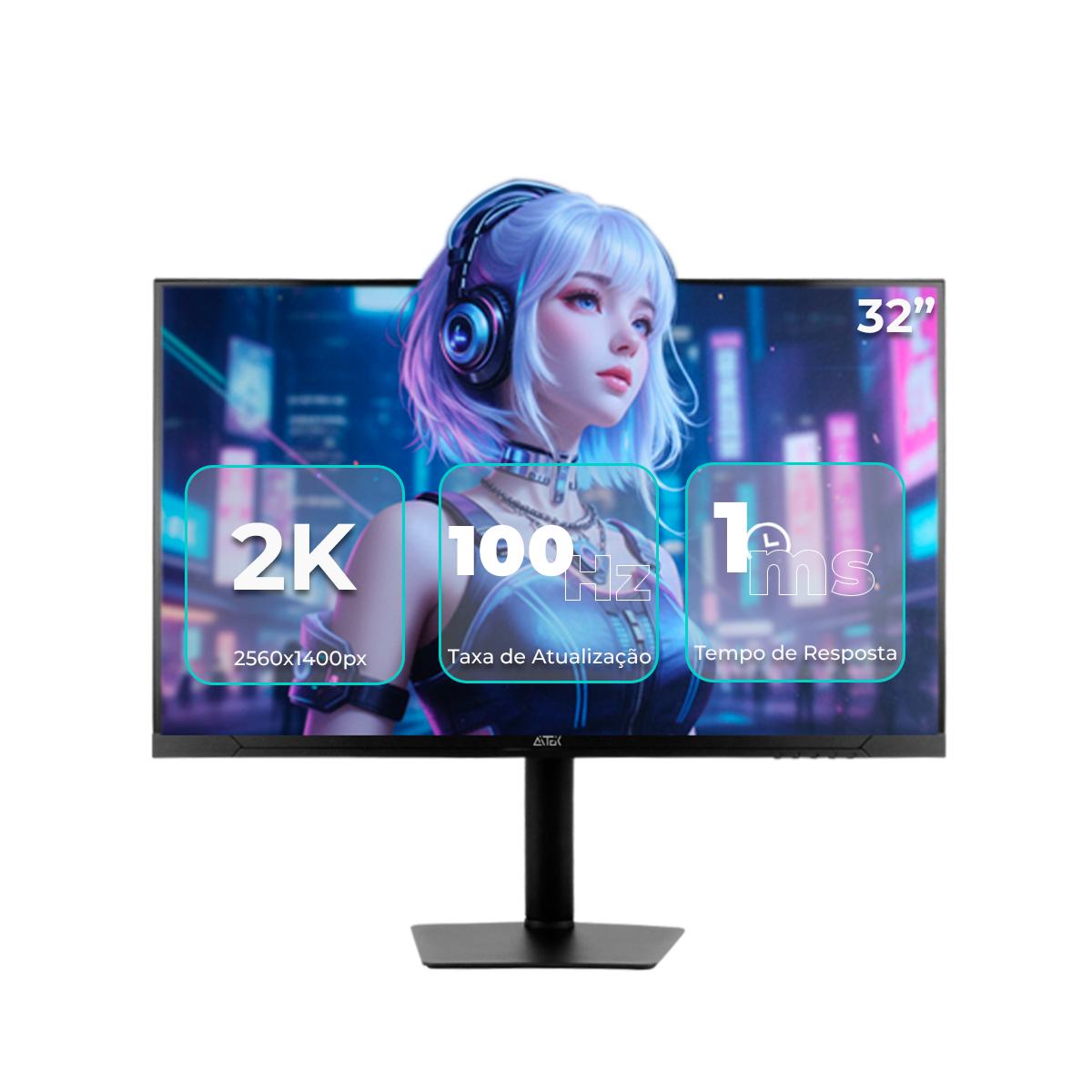 Monitor Gamer MT3220APRO Tela 32’’ WQHD Touchscreen 100Hz 1ms IPS FreeSync G-SYNC- DELTA-MT3220APRO