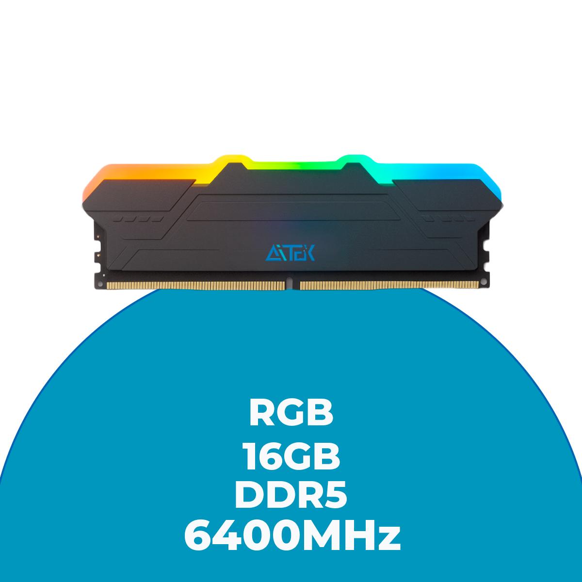 Memória RAM Gamer 16GB DDR5 Aitek 6400MHz RGB Intel/AMD Alta Performance - DELTA-ME6416