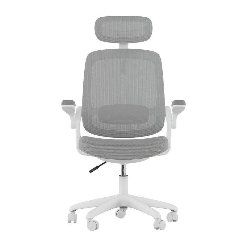 Cadeira Ergonômica Elements Astra Cinza e Branca Premium para Home Office Moderno - ELEM-70040
