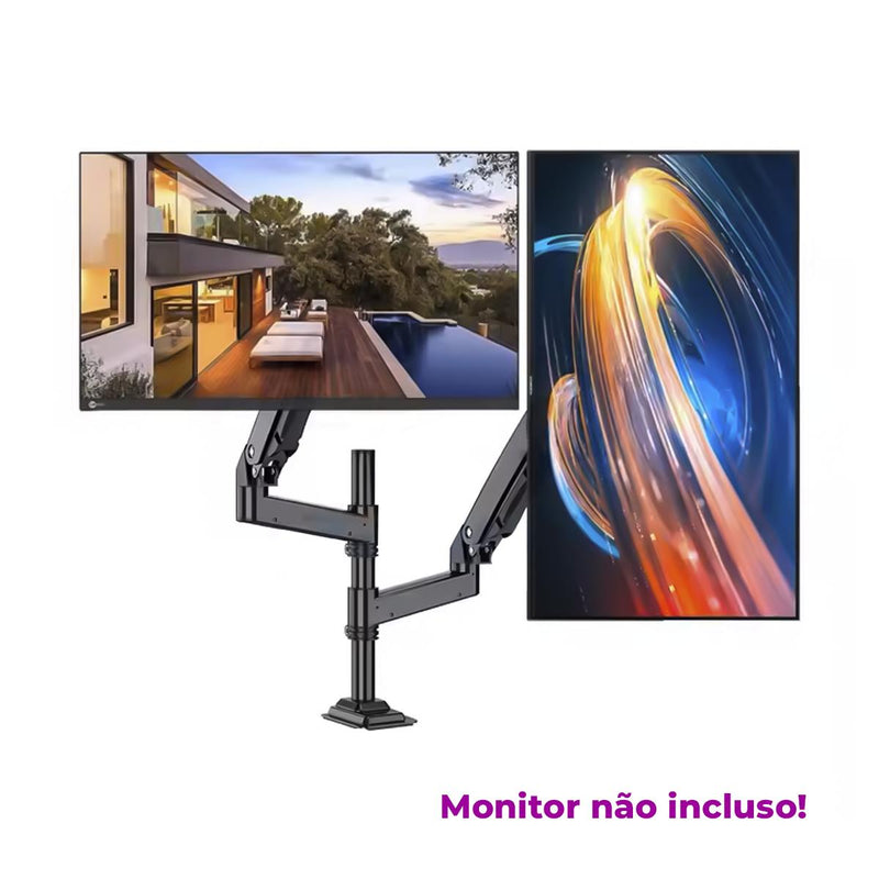 Suporte Duplo Articulado Para Monitores 17" a 27" Onistek Pistão a Gás e Ajuste Ergonômico - ON-F190
