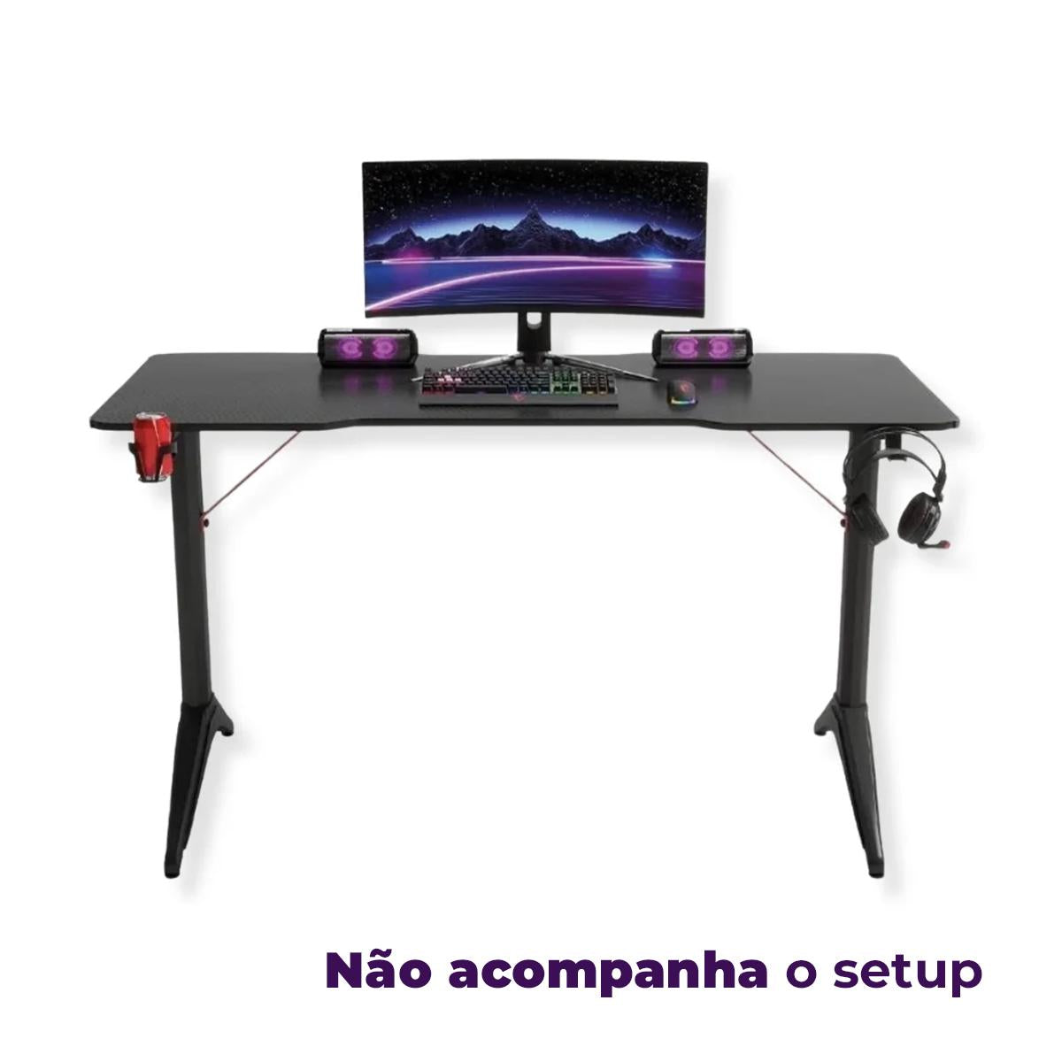 Mesa Gamer RGB 120cm com Porta Copos e Suporte Headset Aitek Estrutura Reforçada - DELTA-M1203Y