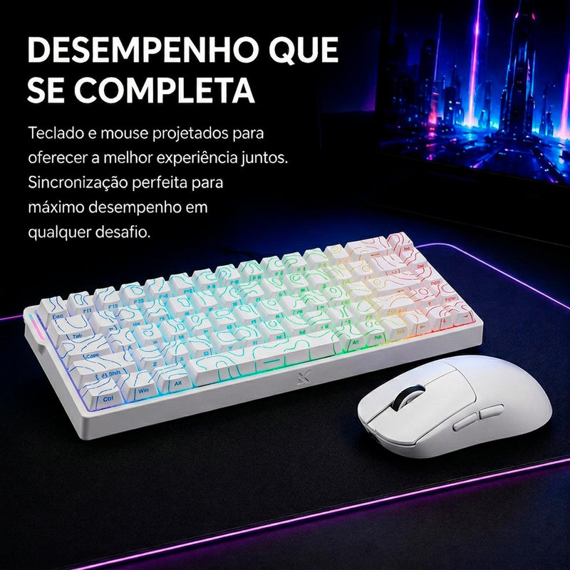 Kit Gamer MCHOSE Ace 68 e A7V2: Construção Gasket Mount e Mouse Tri-Modo
