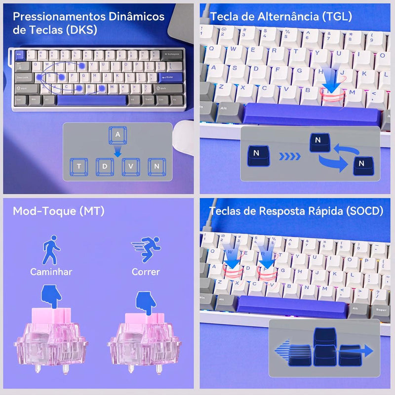 Teclado Gamer AULA WIN60 HE MAX 60% Rapid Trigger Polling Rate 8000Hz