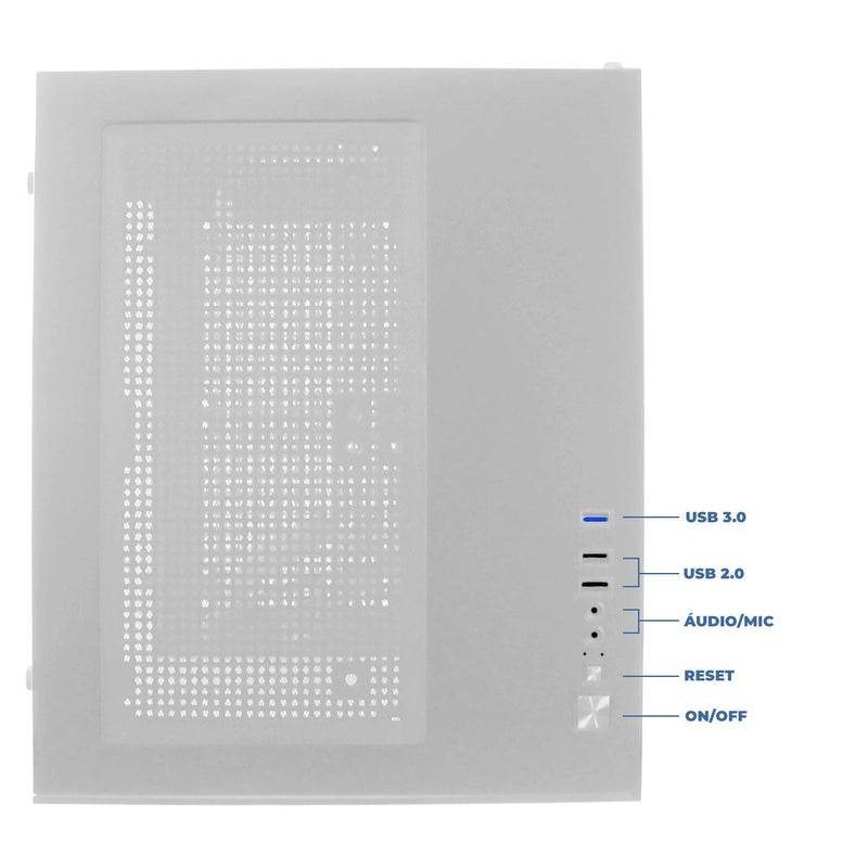 Gabinete Gamer Mini Tower Aitek Lateral Transparente, Suporte Water Cooler e 5 Slots - AGP-M33160B