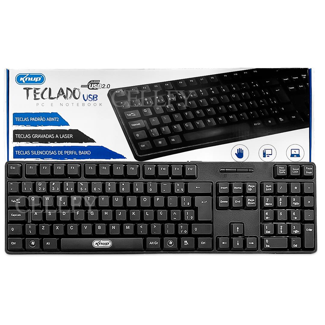 Teclado USB ABNT2 Silencioso Com Fio Knup Plug And Play Para PC E Notebook - KP-2044