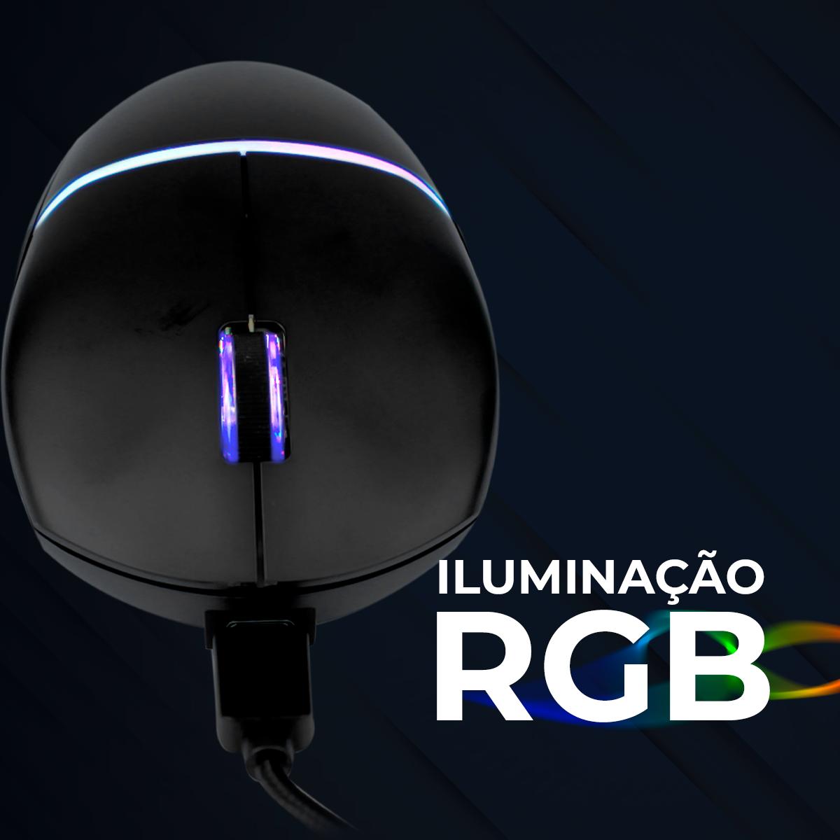Mouse Gamer 9D Led RGB Aura Sync 12800 dpi 9 Botões com Fio