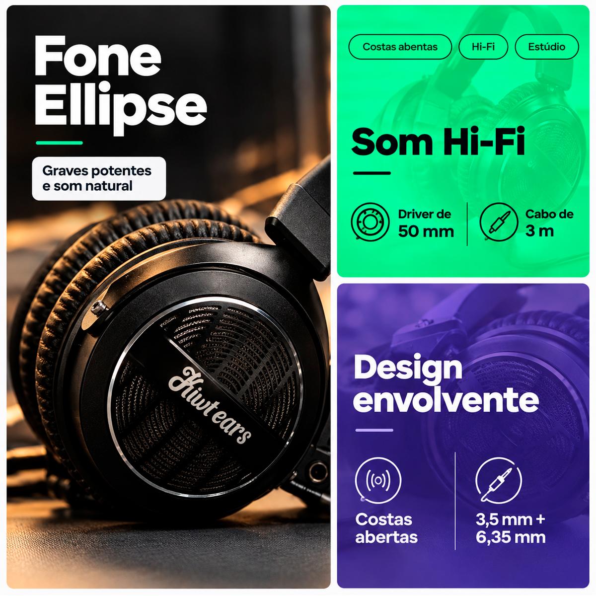 Headphone Over Ear Kiwi Ellipse com Almofadas Confortáveis Apenas 280g
