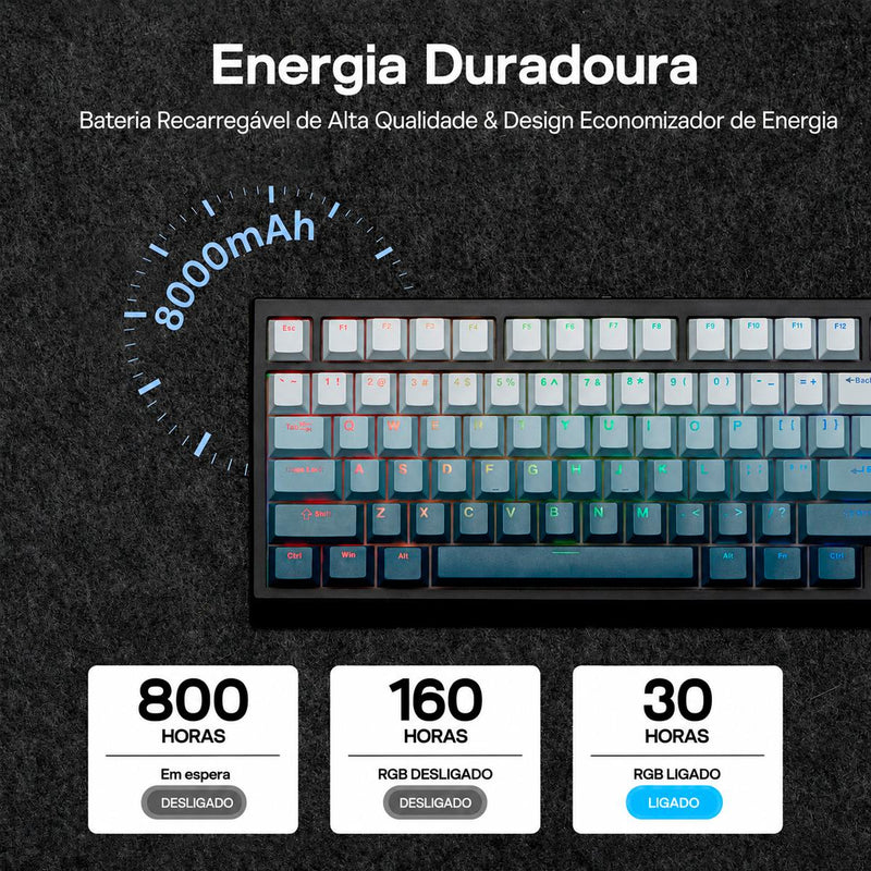 Teclado Gamer EPOMAKER W68 HE 8000Hz Layout  80% Hot Swap Hall Effect e RGB Premium