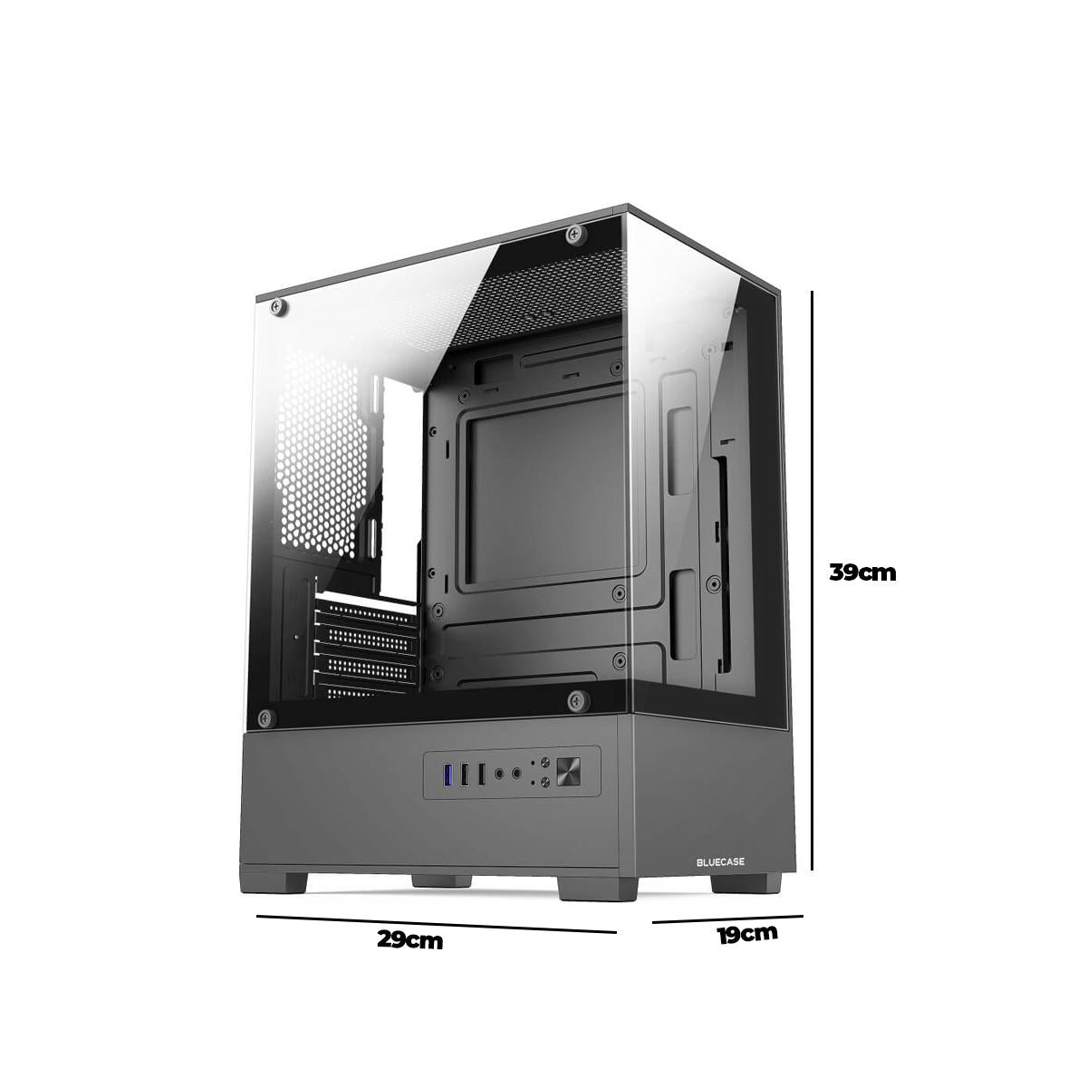 Gabinete Gamer Mini Tower Bluecase com Vidro Temperado Compatível M-ATX Mini ATX - BG-054