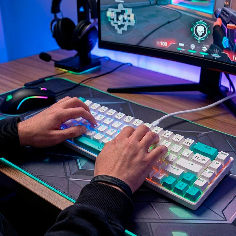 Teclado Mecânico Gamer RGB 68 Teclas Compacto Silencioso Com Cabo Removível - DELTA-TM0691B-VD
