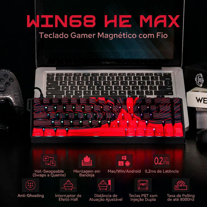 Teclado Gamer AULA WIN68 HEMAX Resposta Instantânea 8000Hz