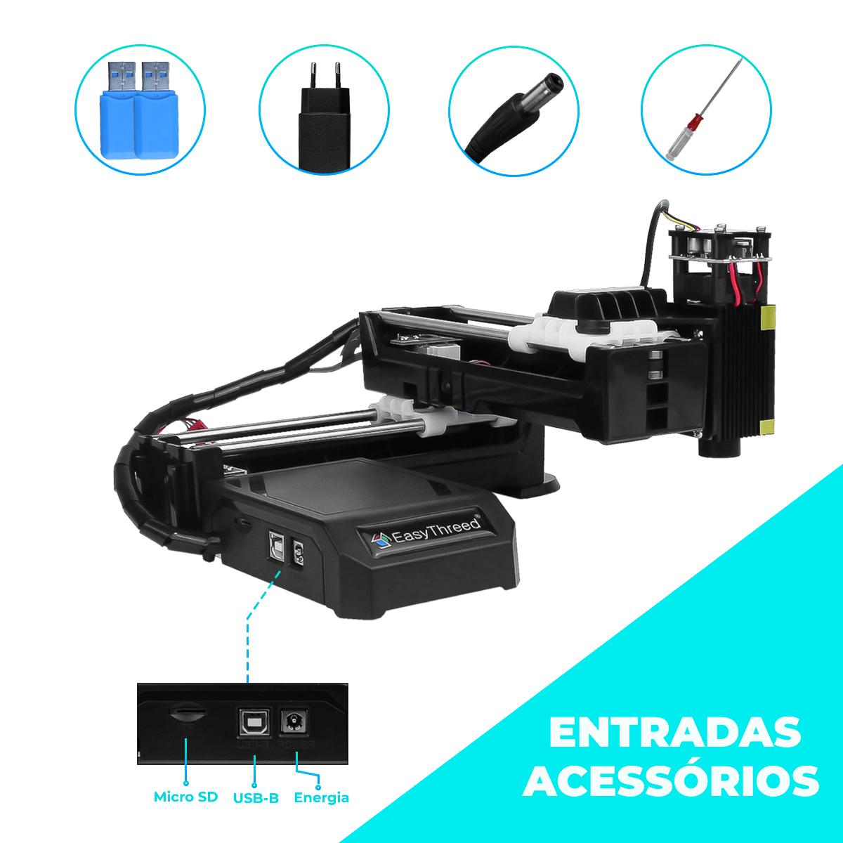 Máquina a Laser Gravação Madeira Couro DIY Portátil USB 2W - ED-ETLR001