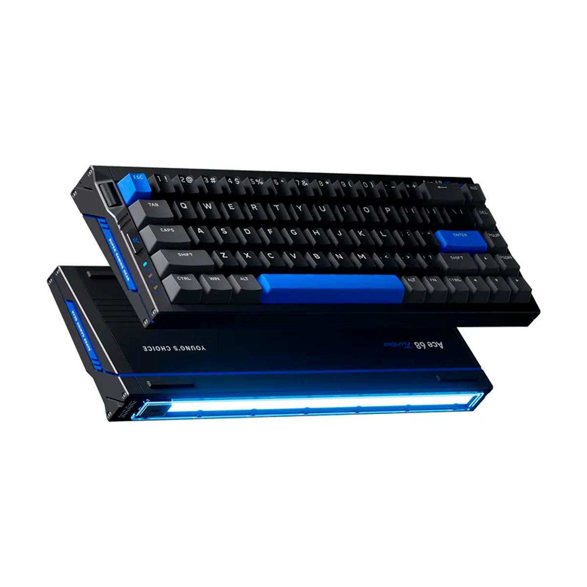 Teclado Gamer MCHOSE Ace 68 Turbo Preto Hall Effect 65% Light Bar Dinâmico