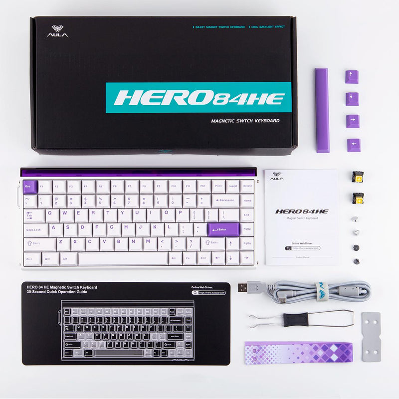 Teclado Gamer AULA Hero 84 HE Polling 8000Hz Varredura 128KHz Resposta Instantânea