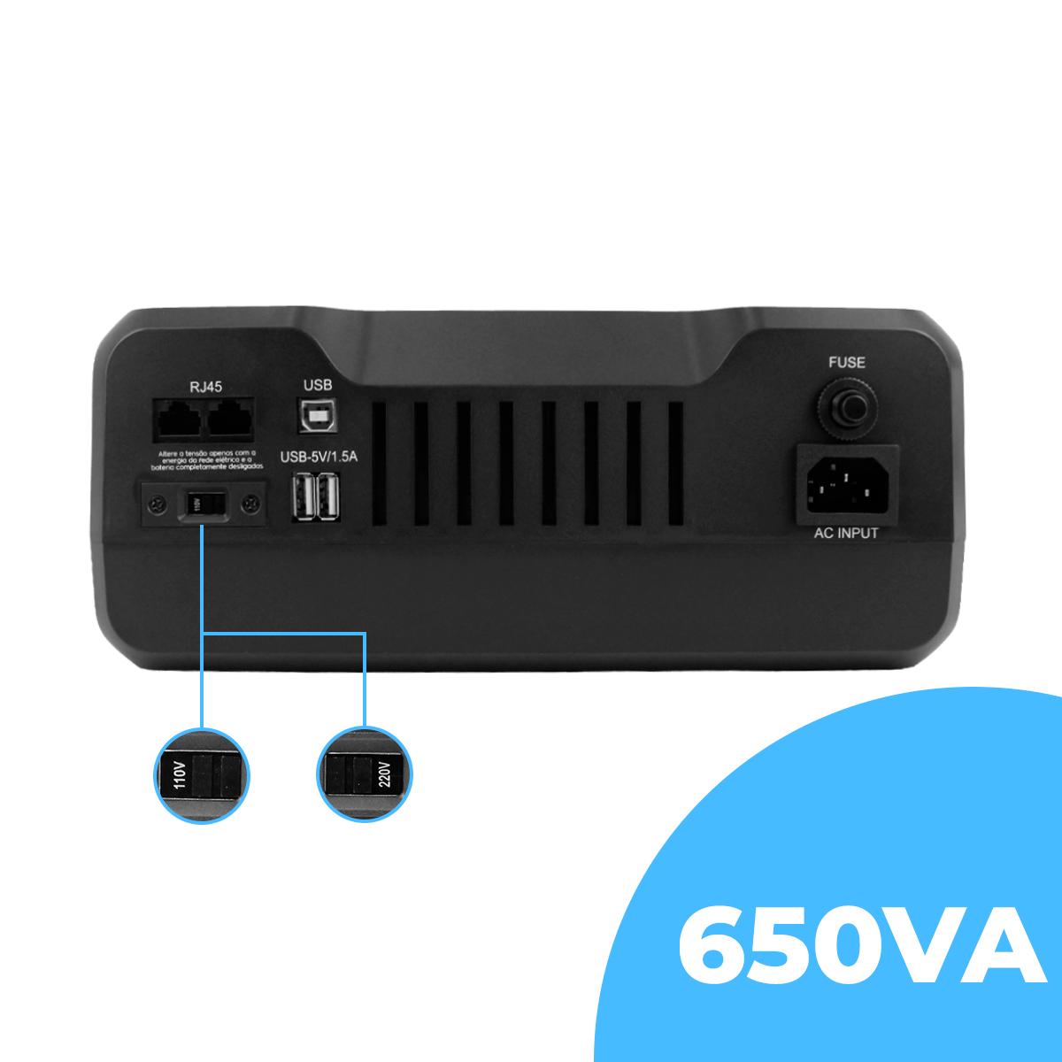 Nobreak 650VA 360W Aitek Estabilizador Bivolt para PC Proteção Oscilação e Sobrecarga - ANB-OL650