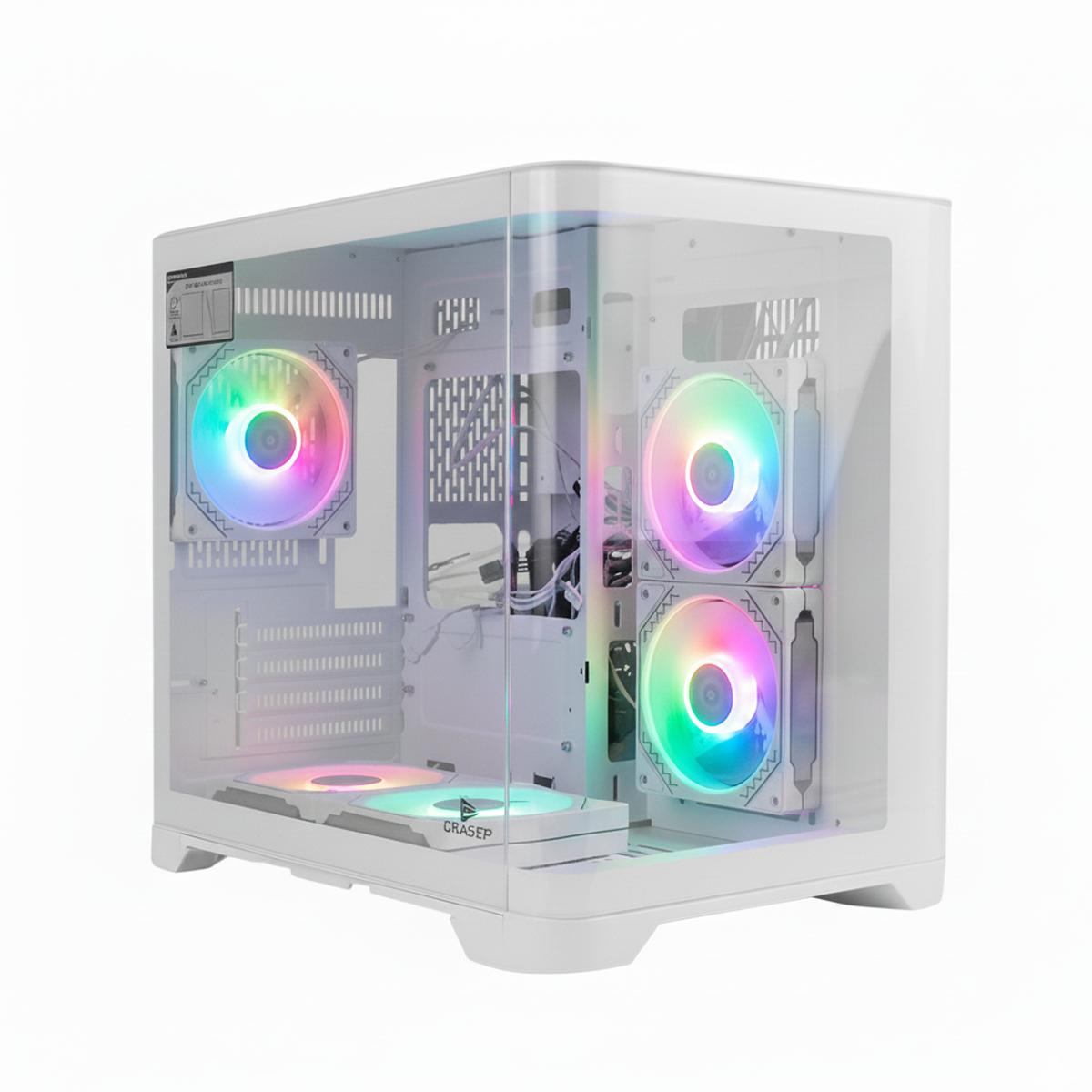 Gabinete Panorâmico Grasep com Vidro Curvo e 5 Fans Para Setup Gamer - D-MATX11