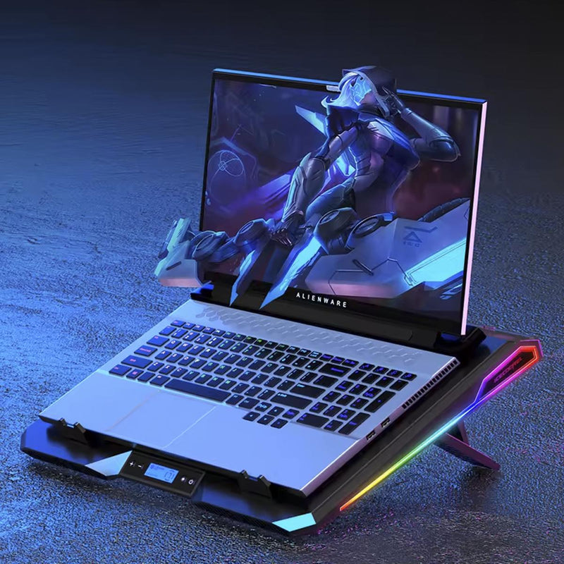 Base Notebook RGB Aitek com Ventoinha Turbo 7 Níveis de Altura Tela LCD Refrigeração Potente - DELTA-B3122GG
